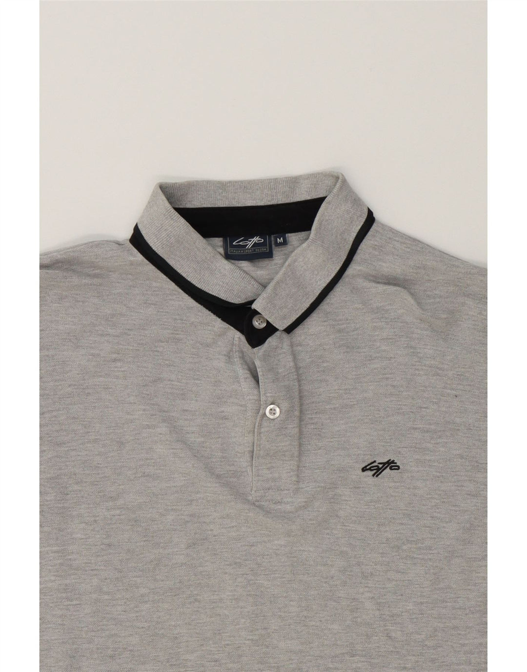 LOTTO Mens Long Sleeve Polo Shirt Medium Grey Cotton Vintage Lotto and Second-Hand Lotto from Messina Hembry 
