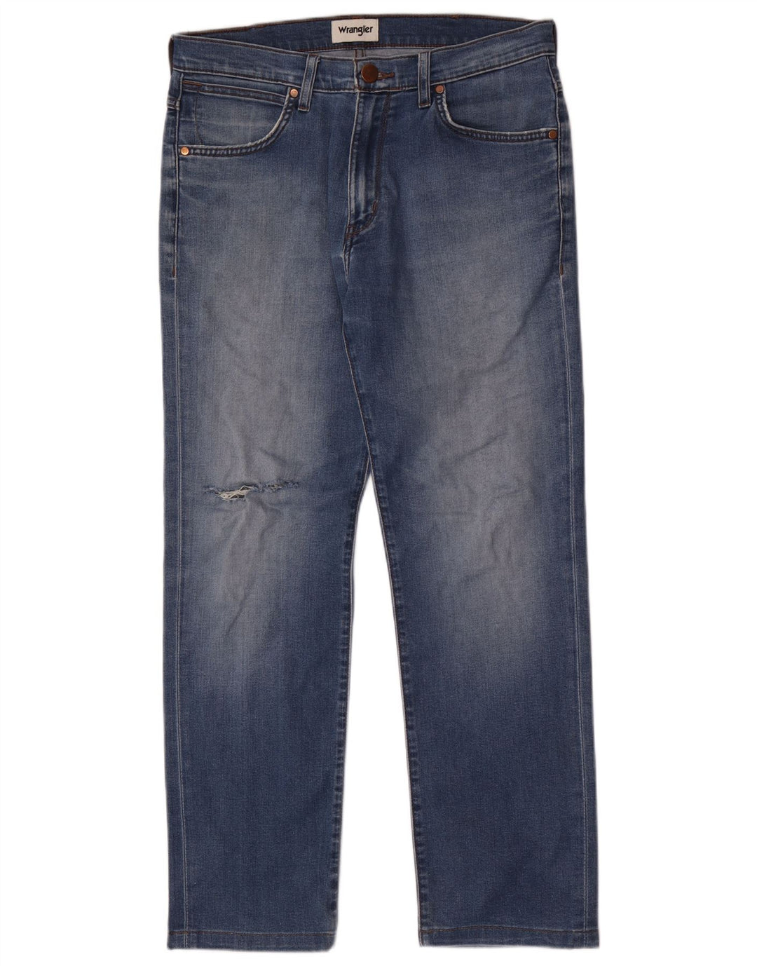 Wrangler Herre Distressed Straight Jeans W32 L30 Blå