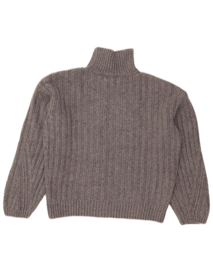 Massimo Dutti Dame Crop Turtle Neck Jumper Sweater UK 10 Small Grey