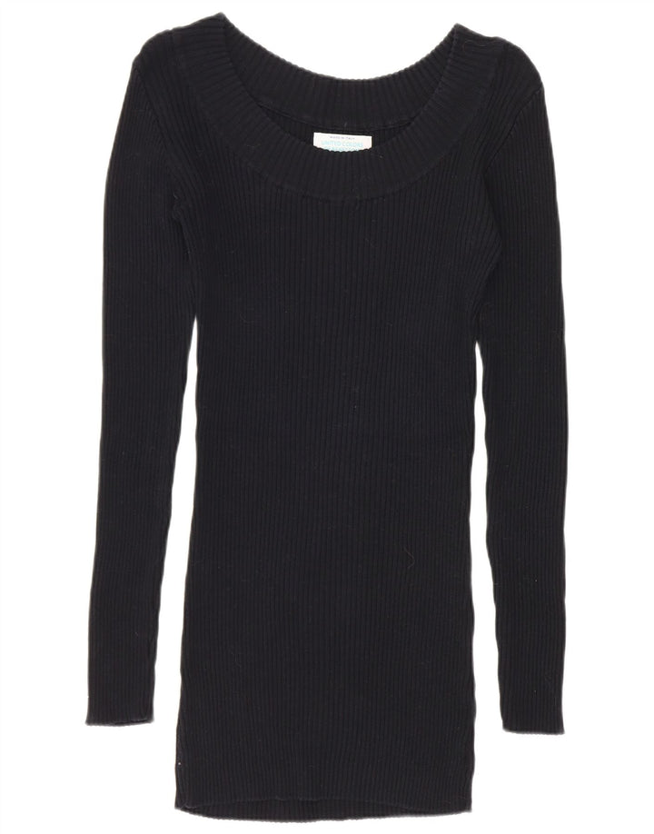 Benetton Dame Jumper Dress UK 10 Small Black Bomuld