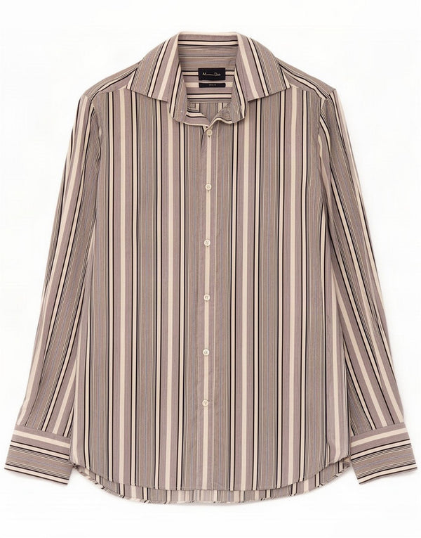 Massimo Dutti Mens Slim Fit Shirt Large Blue Striped