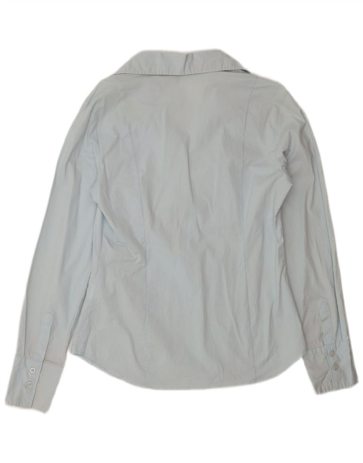 Benetton Dame Pullover Shirt UK 14 Stor Blå Bomuld