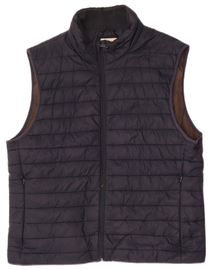 Zara Herre Polstret Gilet UK 40 Large Navy Blue Polyester
