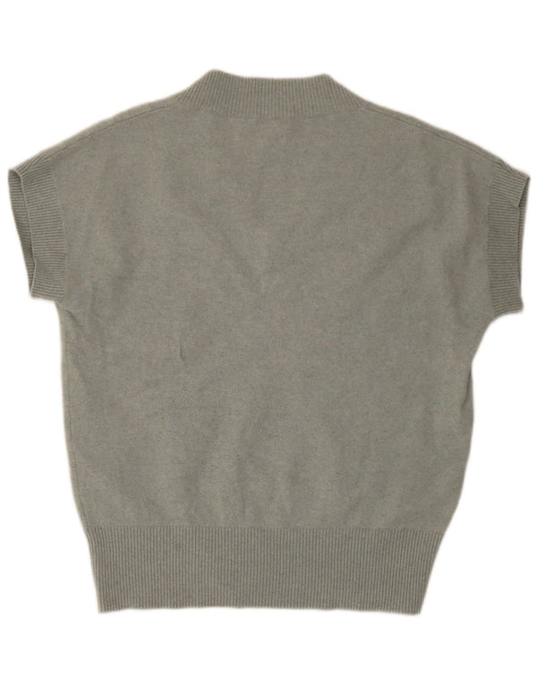 Massimo Dutti Dame Kortærmet V-hals Jumper Sweater UK 14 Medium Grøn