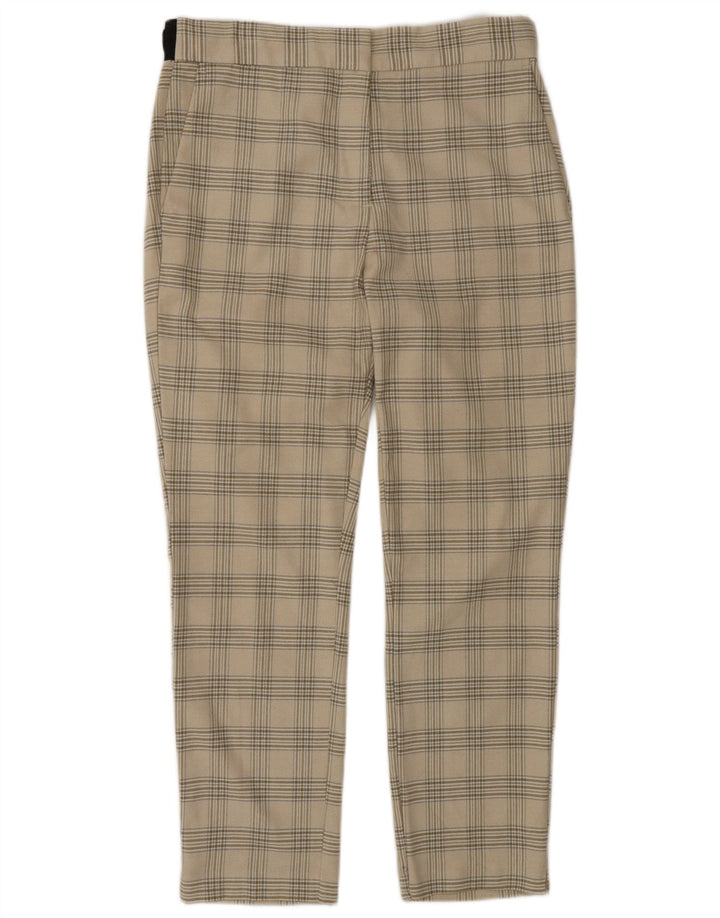 Zara koniske jakkesæt til kvinder store W30 L27 beige ternet polyester