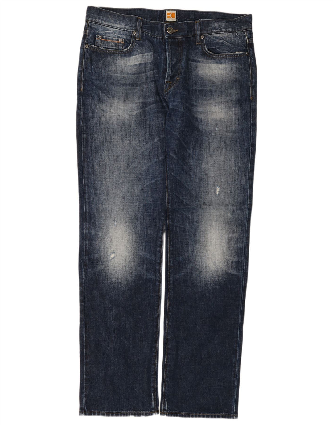 Boss Orange Herre Regular Fit Straight Jeans W38 L34 Blå Bomuld