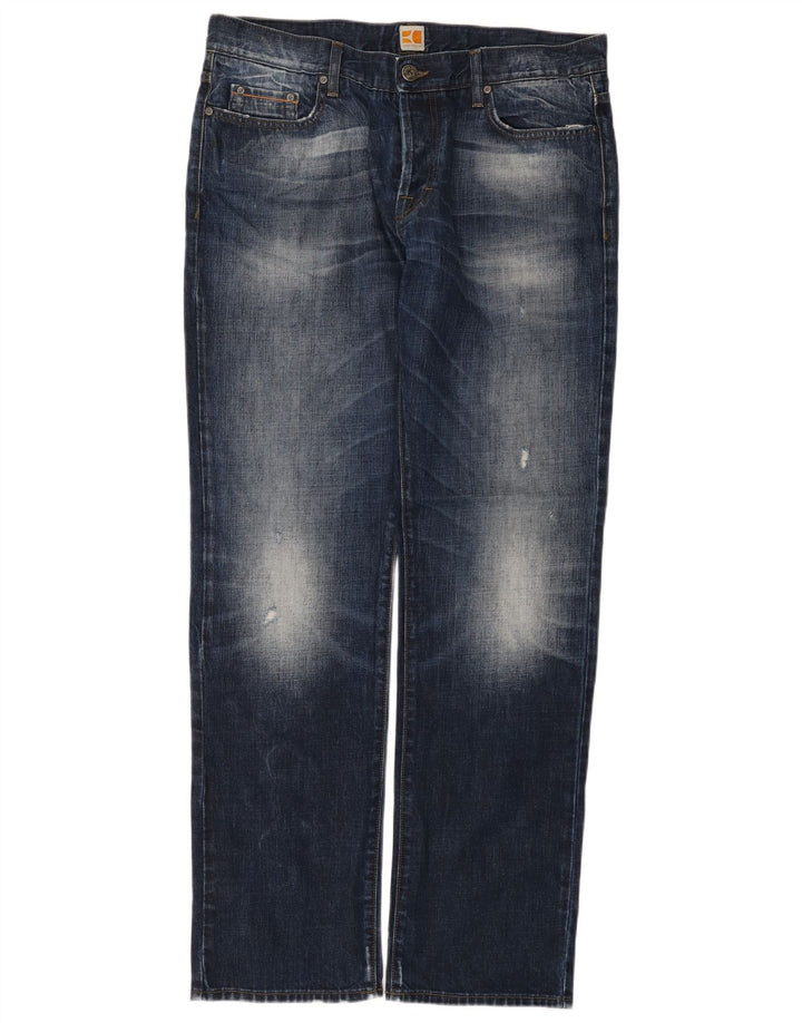 Boss Orange Herre Regular Fit Straight Jeans W38 L34 Blå Bomuld