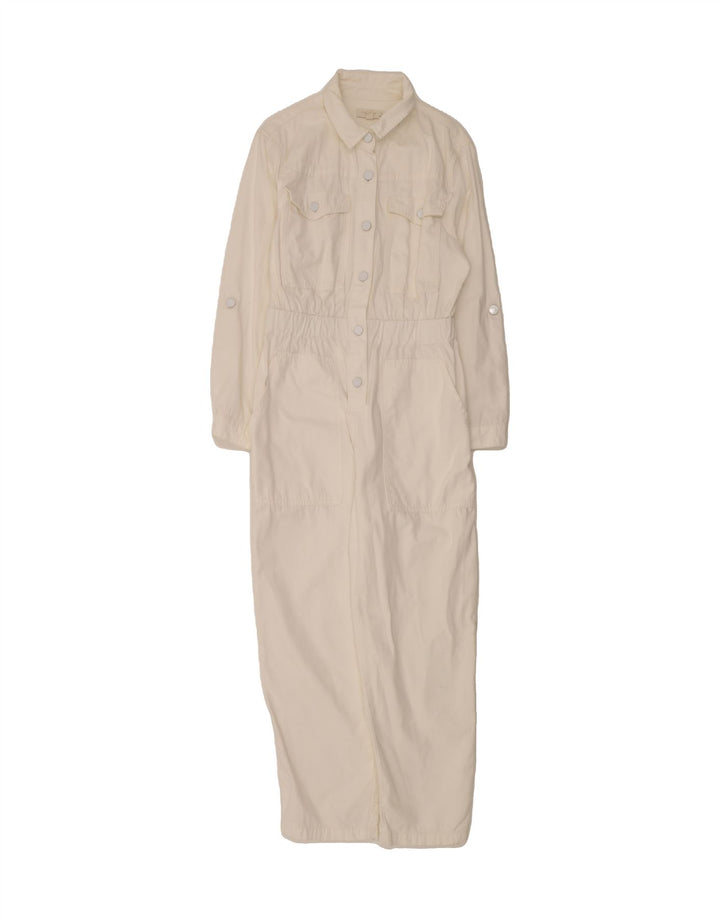 TED BAKER Womens Long Sleeve Jumpsuit Size 4 Large W32 L26 White Vintage Ted Baker and Second-Hand Ted Baker from Messina Hembry 
