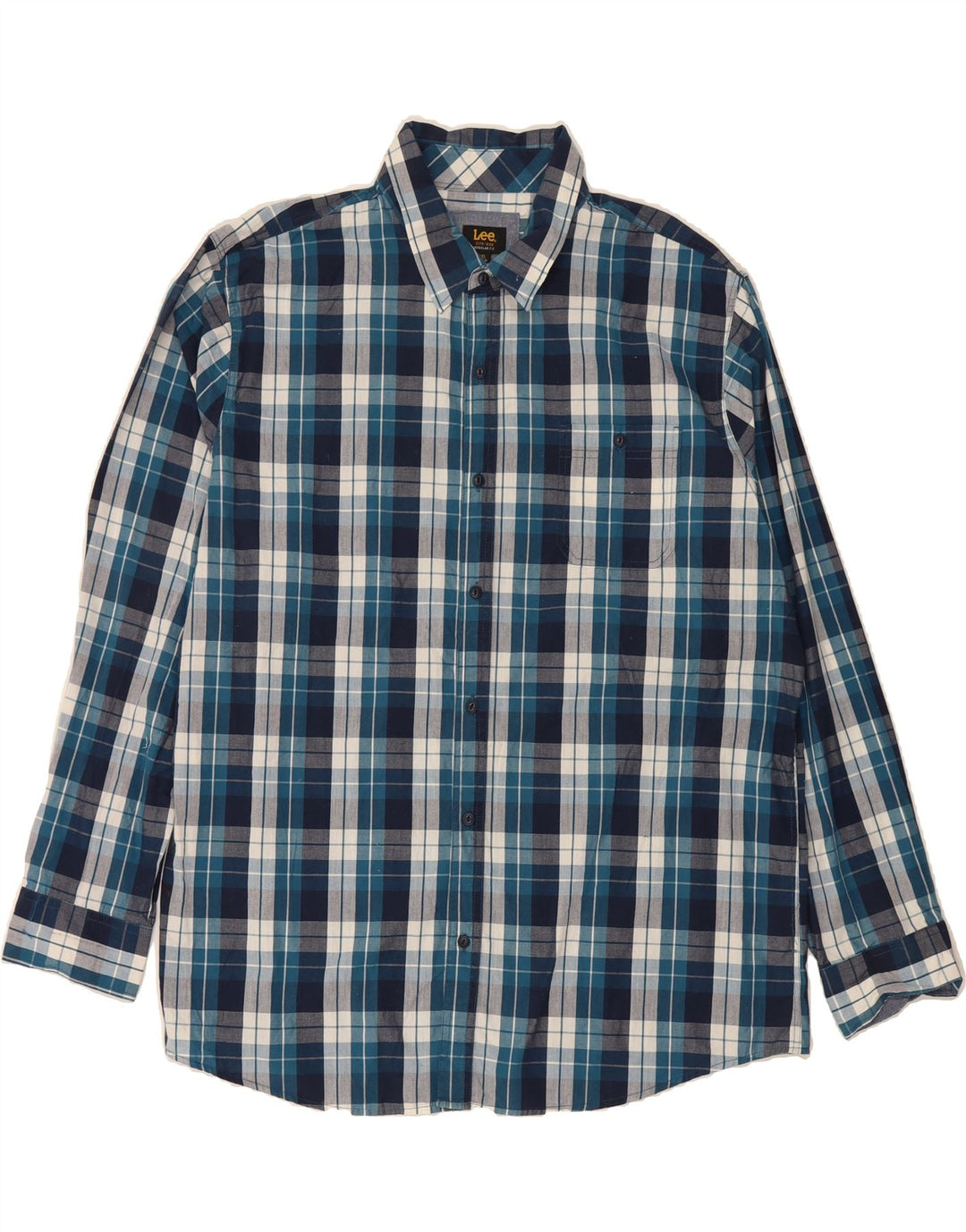 LEE Mens Regular Fit Shirt 2XL Blue Check Cotton Vintage Lee and Second-Hand Lee from Messina Hembry 