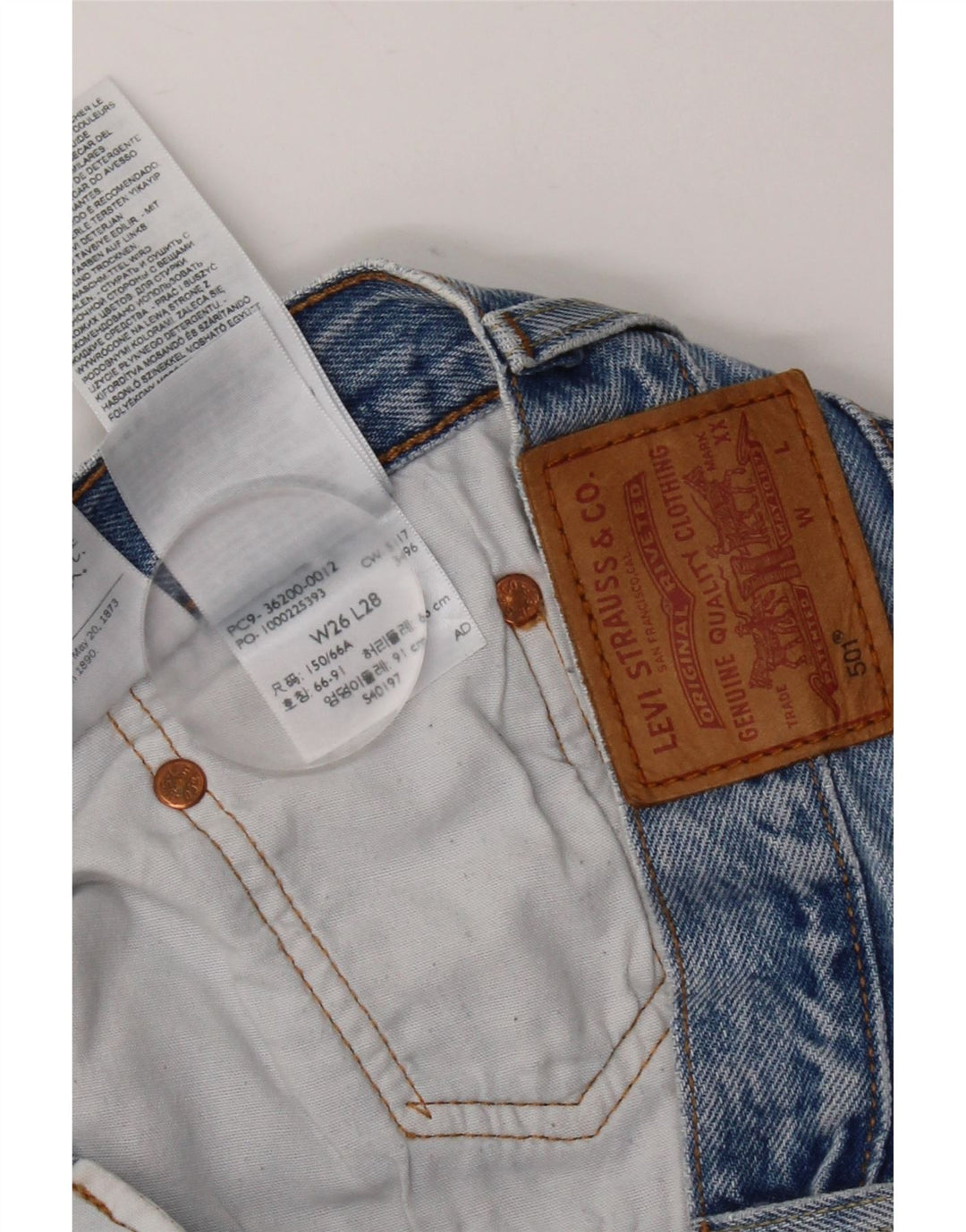 Levi's Womens 501 Distressed Straight Jeans W26 L28 Blå Bomuld