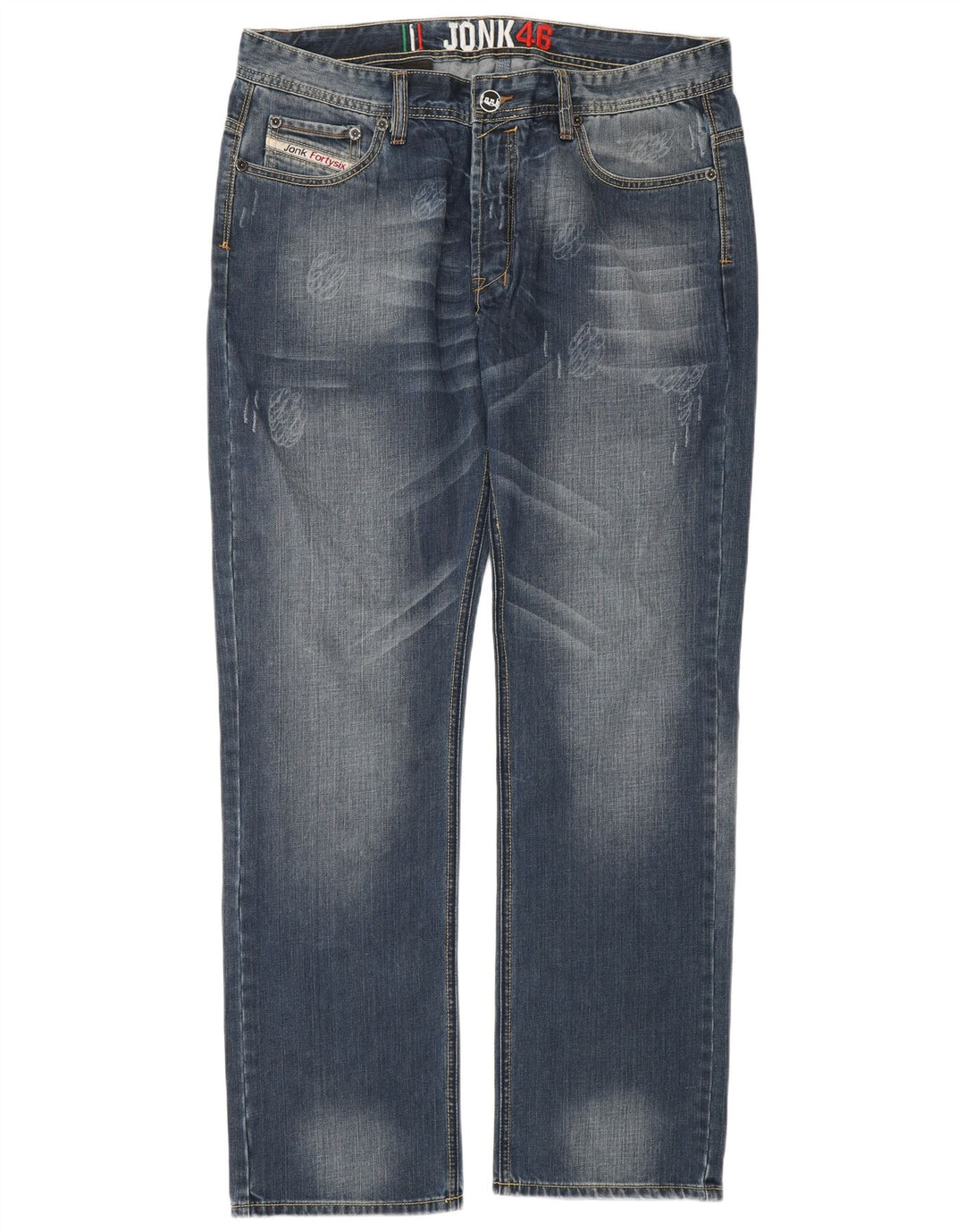 Vintage Herre Distressed Straight Jeans IT 54 2XL W36 L34 Blå Bomuld