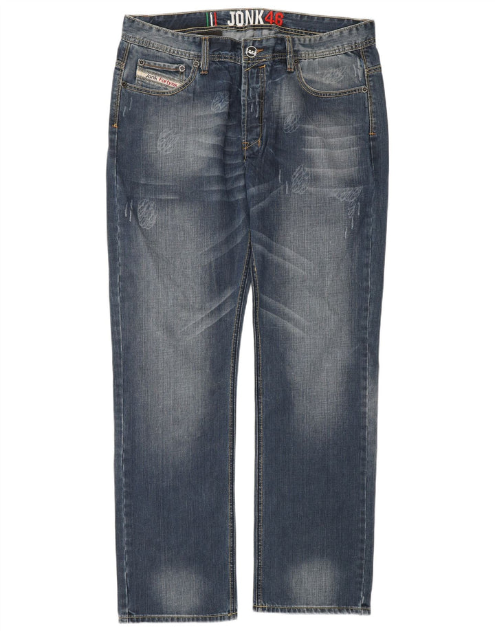 Vintage Herre Distressed Straight Jeans IT 54 2XL W36 L34 Blå Bomuld