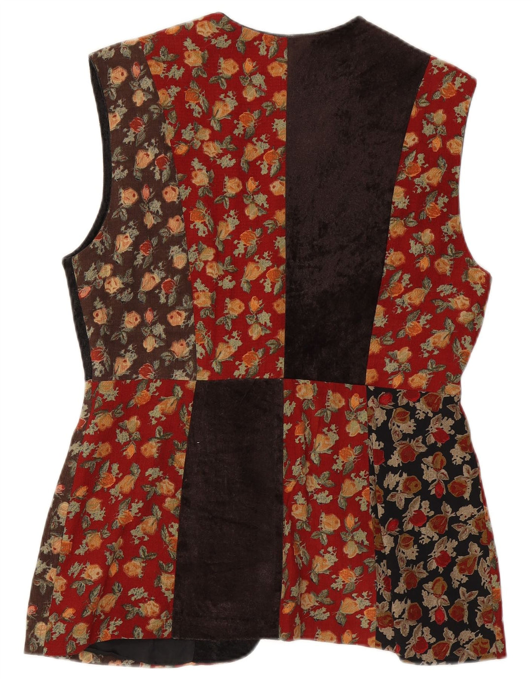 Vintage Dame Gilet UK 14 Medium Flerfarvet Patchwork Uld