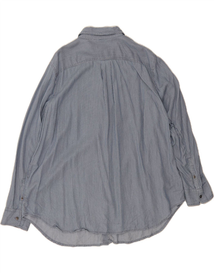 CHAPS Womens Oversized Shirt UK 18 XL Blue Pinstripe Lyocell Vintage Chaps and Second-Hand Chaps from Messina Hembry 