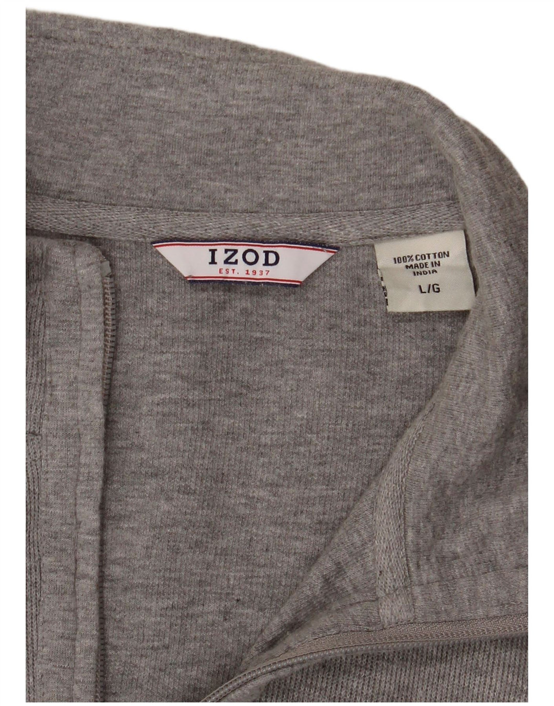 IZOD Herre Zip Neck Jumper Sweater Stor Grå Bomuld