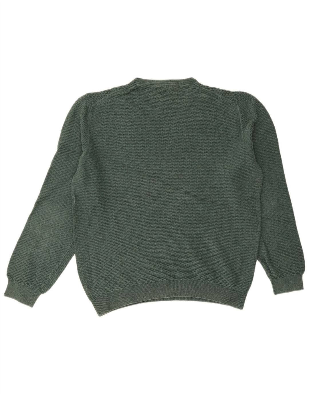 MASSIMO DUTTI Herre sweater med rund hals 2XL Grøn Bomuld