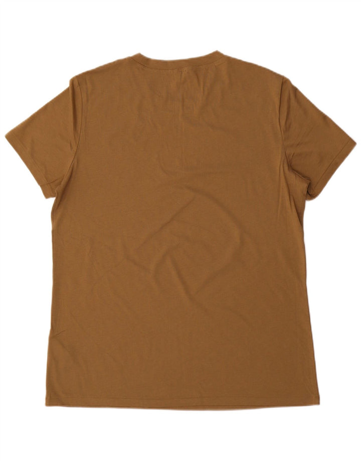 Jigsaw Herre T-Shirt Top Stor Brun Bomuld