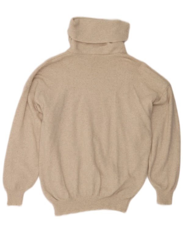 Vintage Dame Roll Neck Jumper Sweater UK 16 Stor Beige Angora