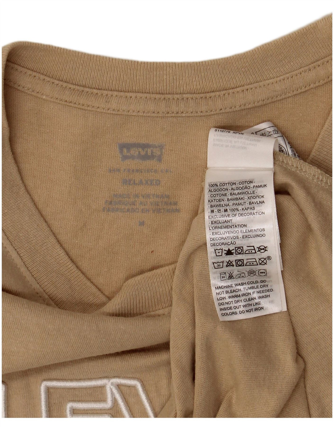 Levi's Herre Relaxed Fit Grafisk T-shirt Top Medium Beige Bomuld