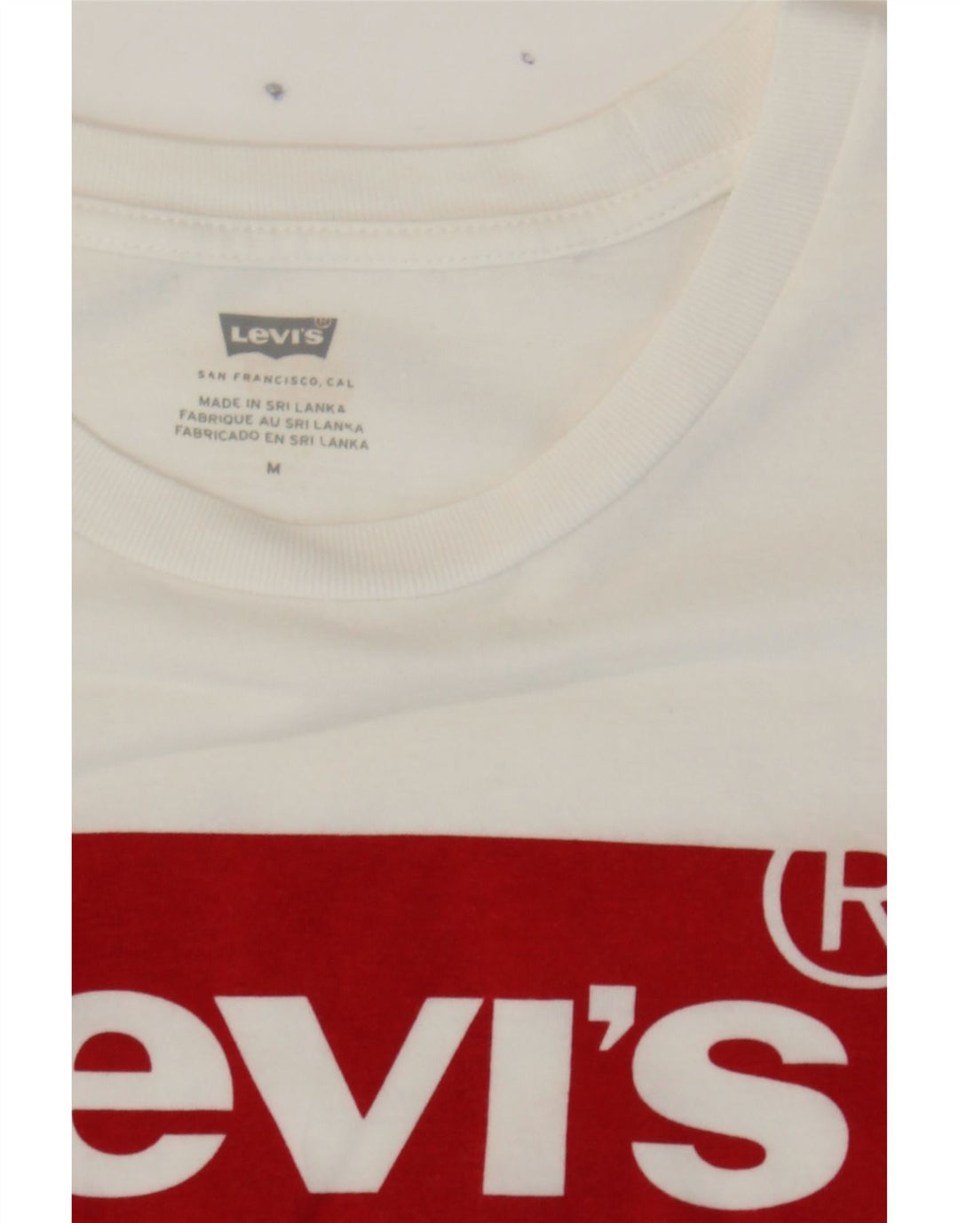 LEVI'S Womens Graphic T-Shirt Top UK 12 Medium White Cotton Vintage Levi's and Second-Hand Levi's from Messina Hembry 
