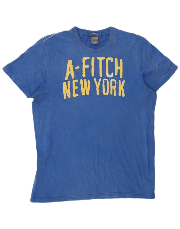 Abercrombie & Fitch Herre Muscle Graphic T-Shirt Top XL Blå Bomuld