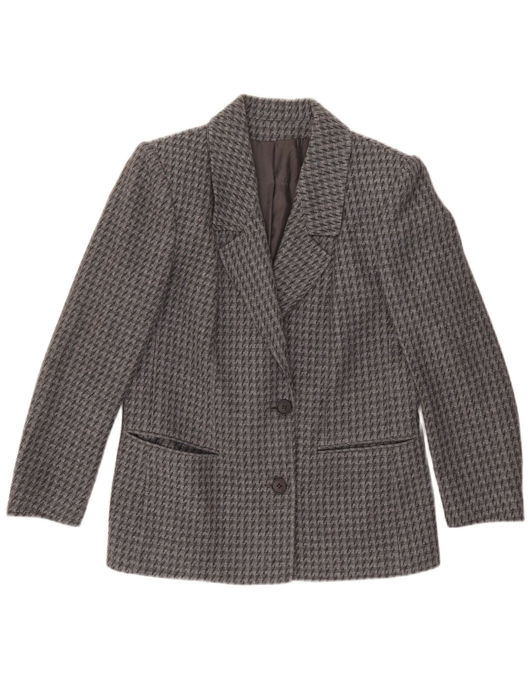 Vintage dame 2-knaps blazerjakke IT 43 Medium Grey Houndstooth