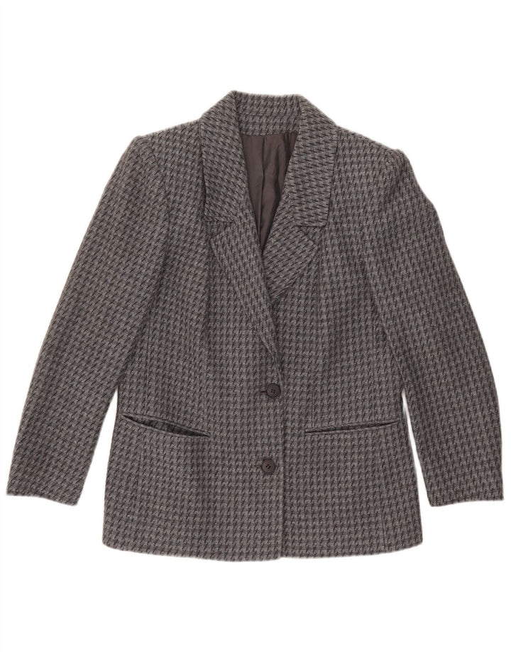 Vintage dame 2-knaps blazerjakke IT 43 Medium Grey Houndstooth