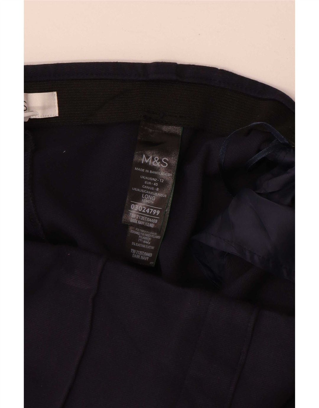 Marks & Spencer jakkesætsbukser til kvinder UK 12 Medium W30 L31 Marineblå