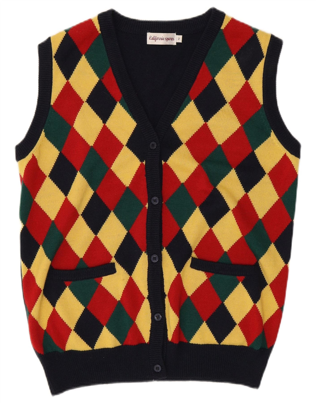 Vintage oversize cardigan sweater til kvinder US 2 XS Flerfarvet