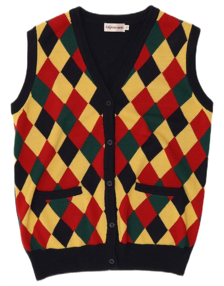 Vintage oversize cardigan sweater til kvinder US 2 XS Flerfarvet