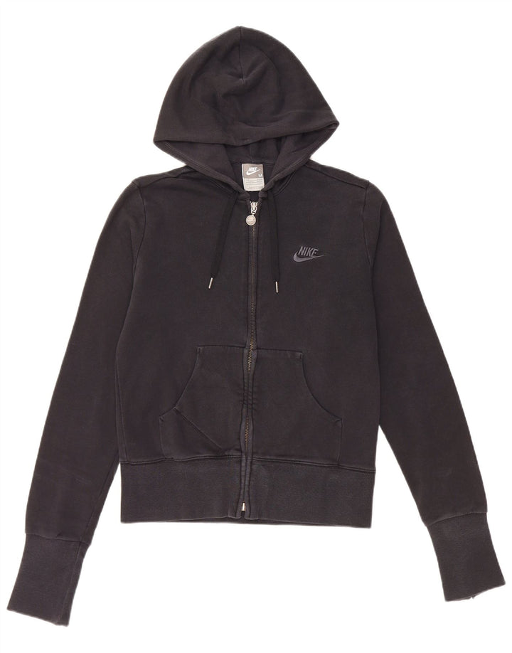 NIKE hættetrøje med lynlås til kvinder UK 10/12 medium sort bomuld