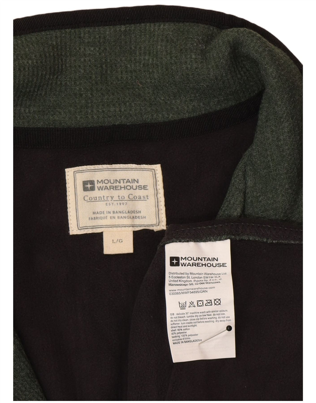 Mountain Warehouse Herre Zip Neck Jumper Sweater Stor Grøn Bomuld