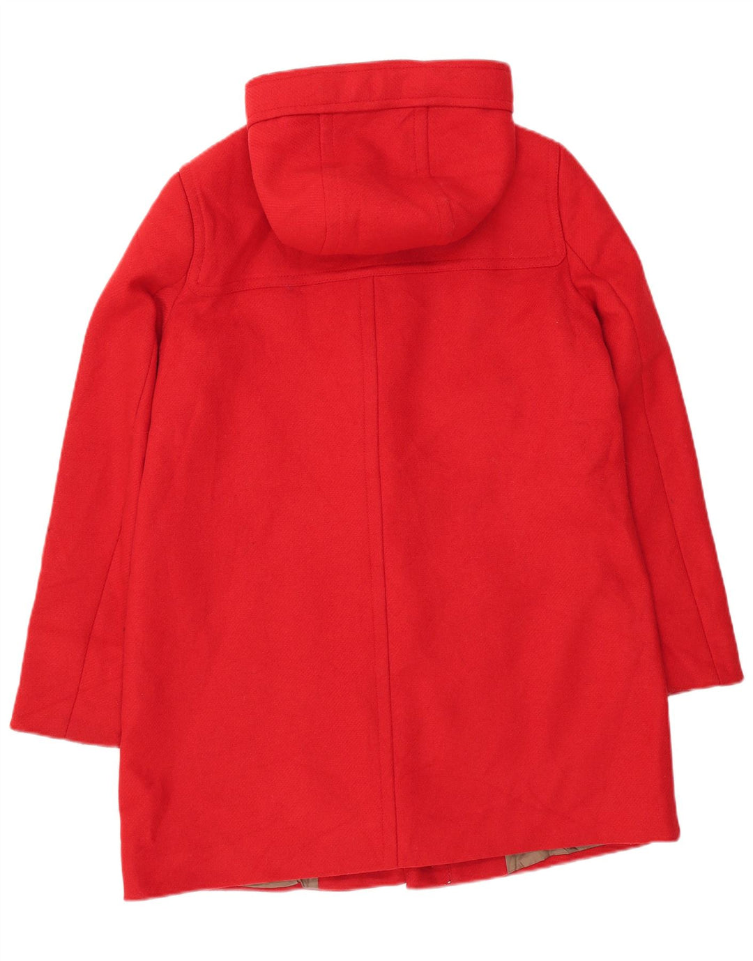 BENETTON Dame Hooded Duffel Coat UK 16 Large Red Wool