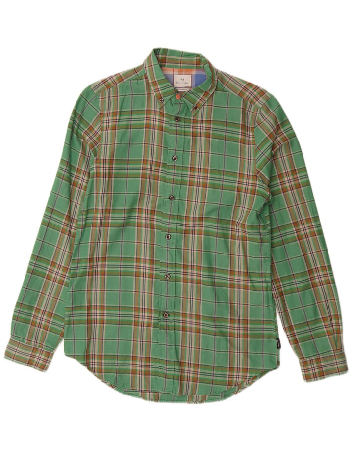 PAUL SMITH Skræddersyet flannelskjorte til mænd, lille grøn ternet bomuld