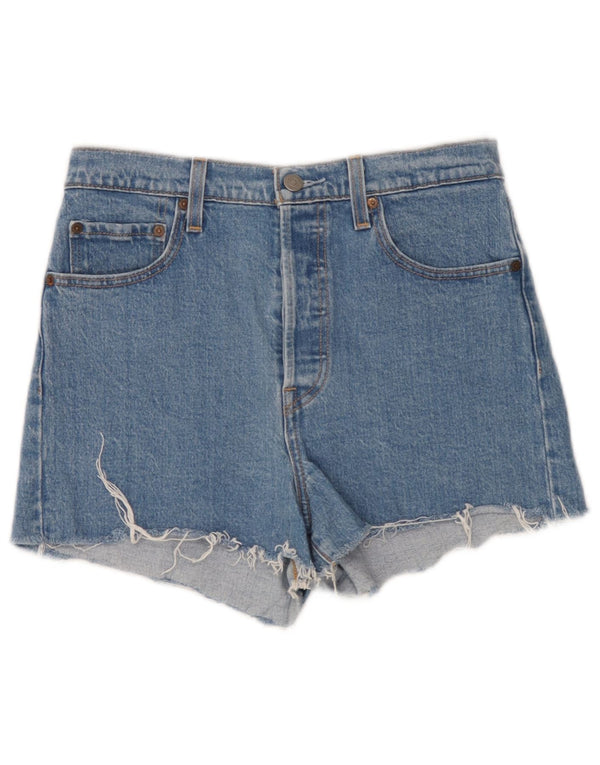 Levi's Dame Ribcage Distressed Denim Shorts W29 Medium Blue Cotton