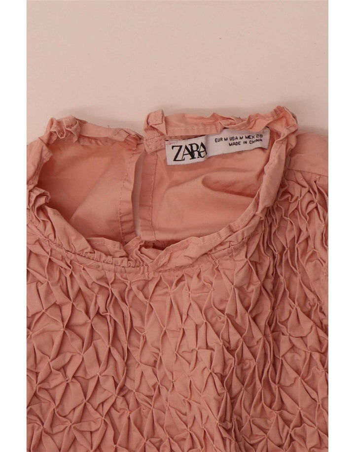 Zara Dame Langærmet Oversized Bluse Top UK 12 Medium Pink