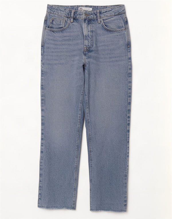 Zara Dame Straight Jeans EU 38 Small W28 L29 Blå Bomuld