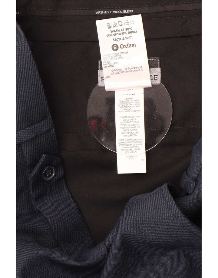 Marks & Spencer Herre Pegged Suit Bukser W32 L31 Marineblå Polyester