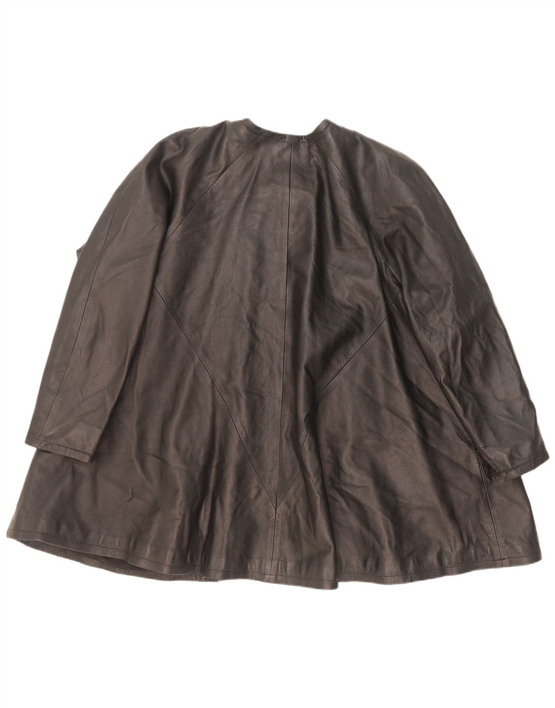 Vintage oversized læderfrakke til kvinder EU 38 Medium Sort
