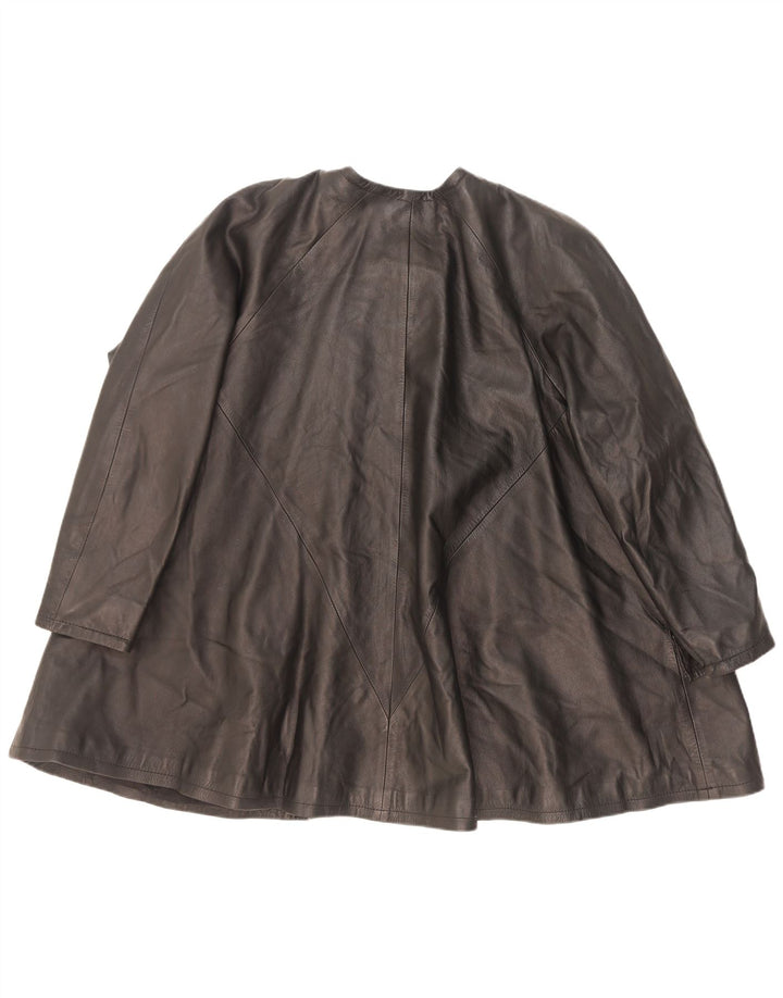 Vintage oversized læderfrakke til kvinder EU 38 Medium Sort