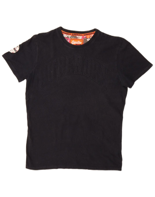 SUPERDRY Herre grafisk T-shirt Top Medium Navyblå Bomuld