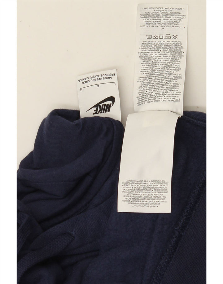 NIKE Mens Hoodie Jumper Large Navy Blue Cotton