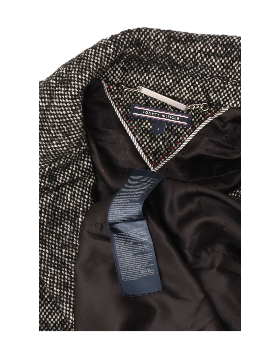 Tommy Hilfiger Dame Overfrakke US 4 Small Navy Blue Flecked Uld