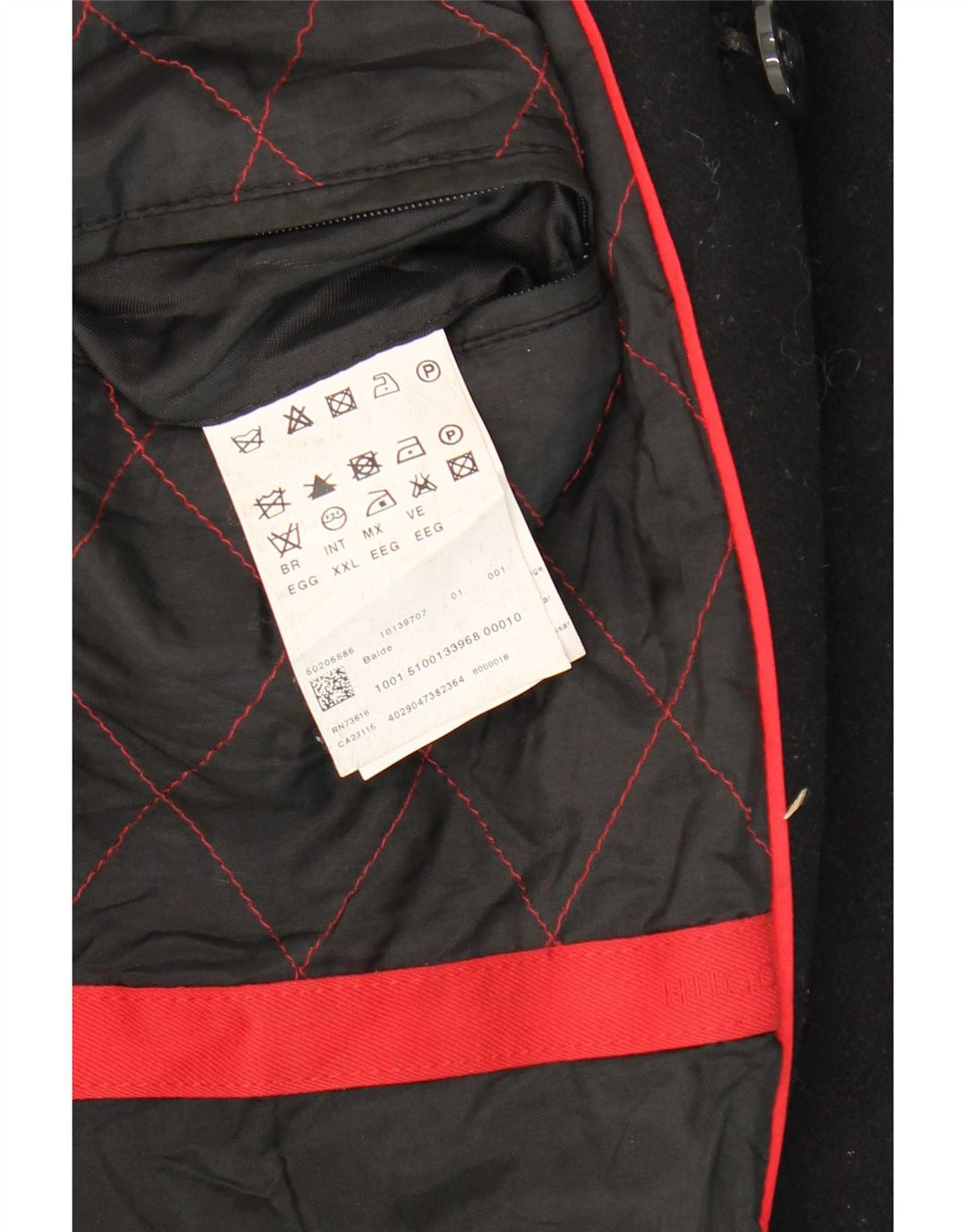 Hugo Boss Herre Pea Coat UK 44 2XL Sort Virgin Wool