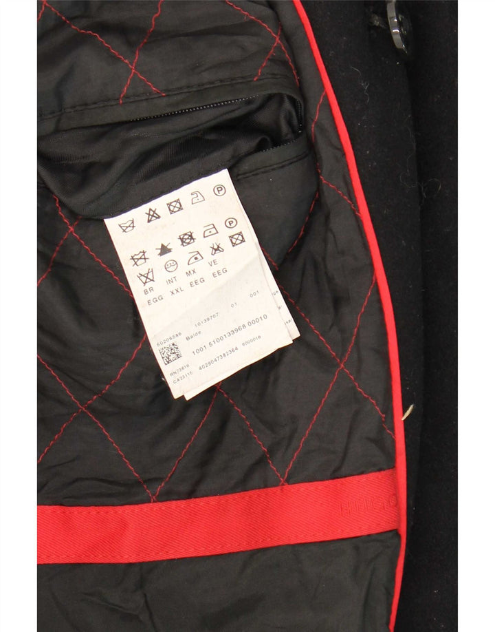 Hugo Boss Herre Pea Coat UK 44 2XL Sort Virgin Wool
