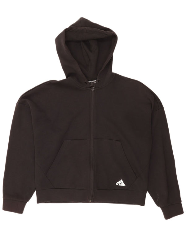 Adidas Womens Crop Oversized hættetrøje med lynlås UK 12/14 Medium Black