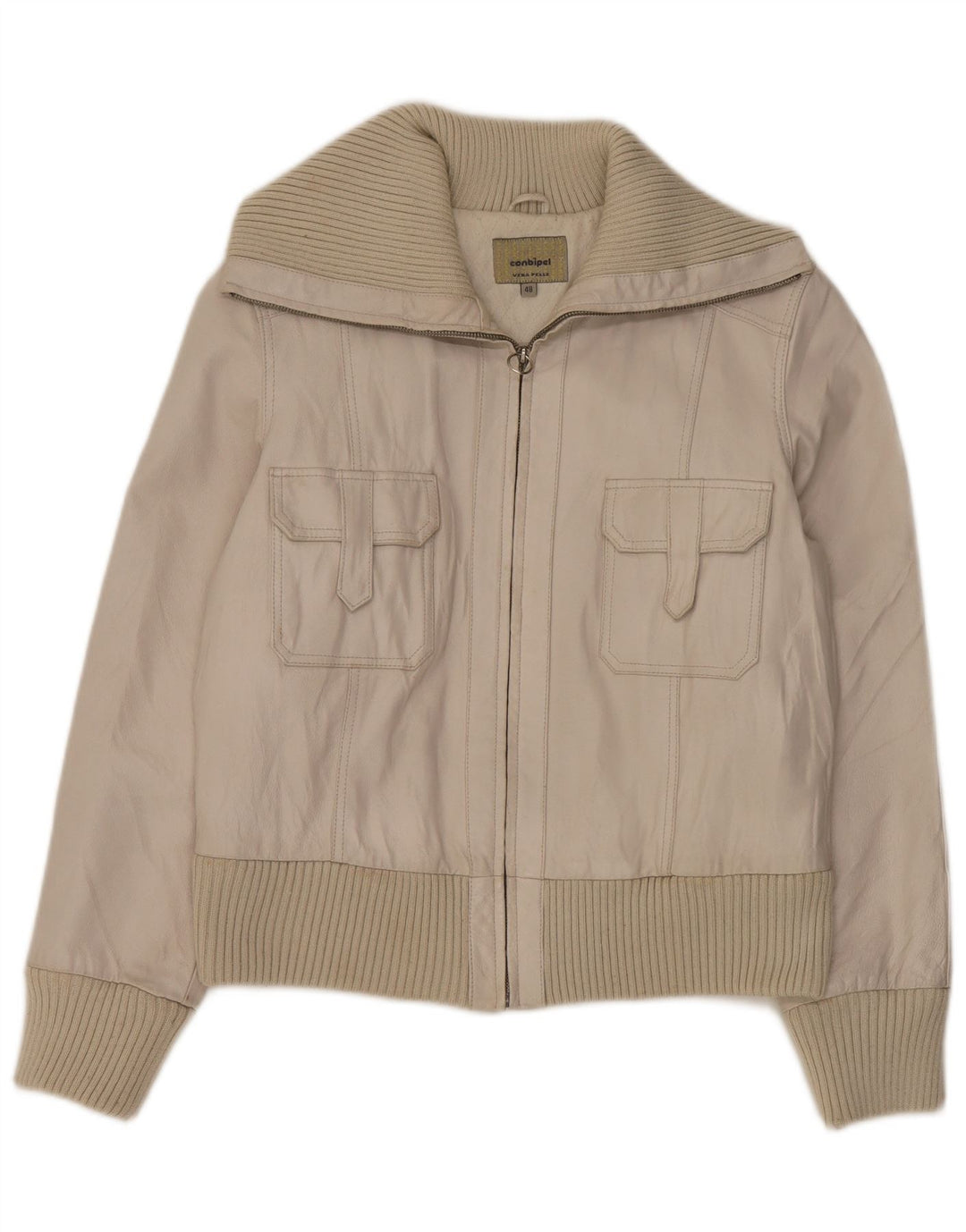 Conbipel Dame Læderjakke IT 48 XL Hvid Læder