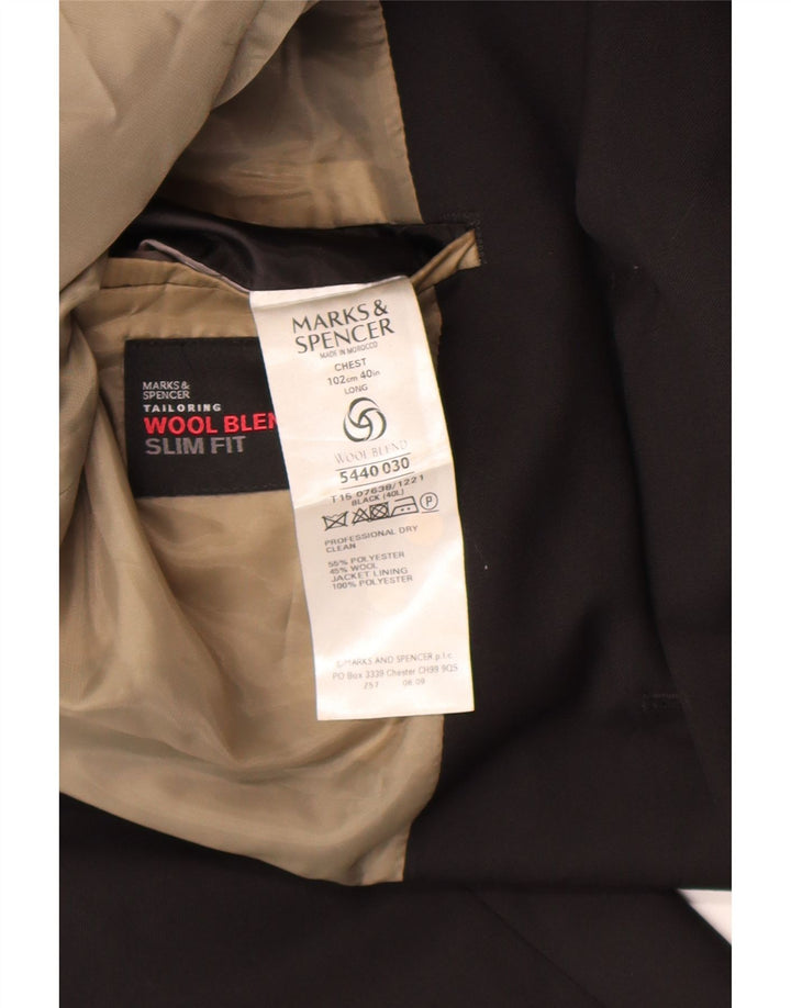 Marks & Spencer Herre 3 Button Slim Fit Blazer Jacket UK 40 Medium Black