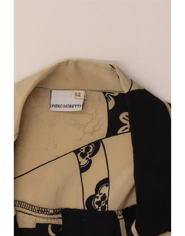 Vintage kortærmet skjorte til kvinder IT 52 2XL Beige Patchwork