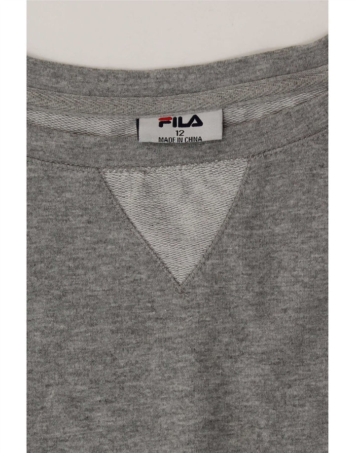 Fila Dame Sweatshirt Jumper UK 12 Medium Grey Colourblock